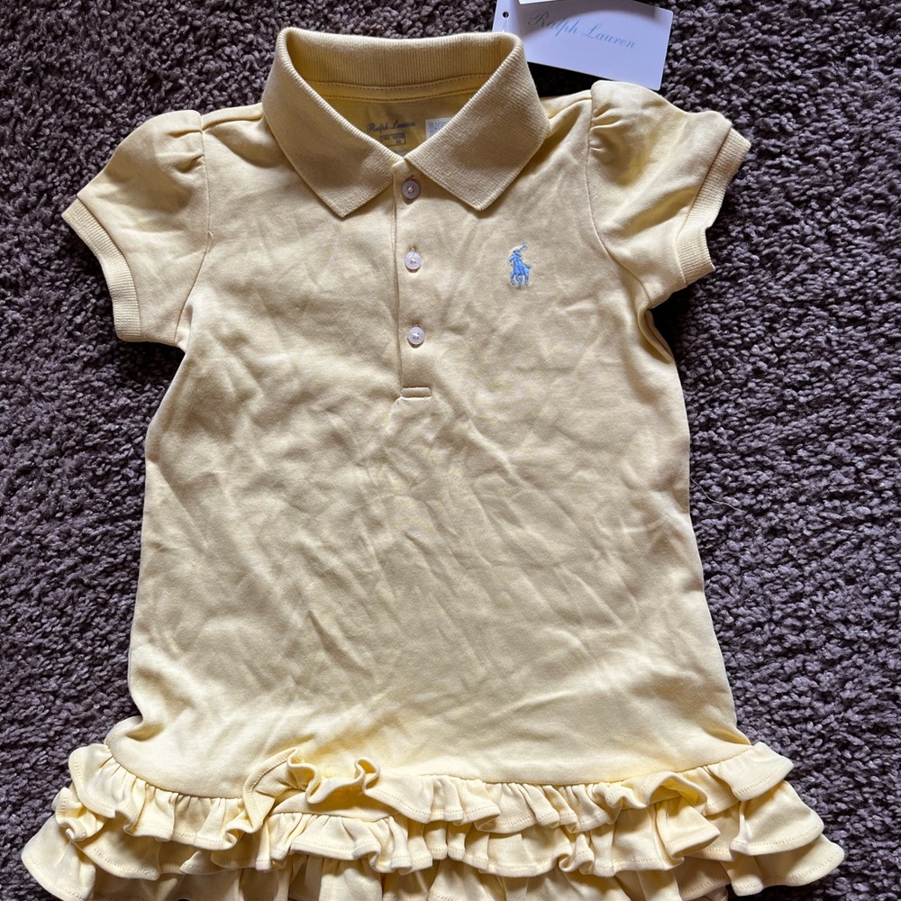 Ralph Lauren Yellow Polo Shirt with Ruffle Hem